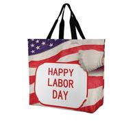 YKLBV Grand sac fourre-tout avec poignées Motif abeille pliable lavable résistant et imperméable, Happy Labor Day, 40x40x16cm
