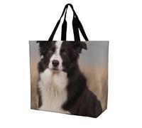 YKLBV Grand sac fourre-tout avec poignées - Motif chat gris - Pliable - Lavable - Très résistant et imperméable, Border Collie., 40x40x16cm