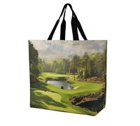 YKLBV Grand sac fourre-tout avec poignées, motif guépard, pliable, lavable, très résistant et imperméable, Terrain de golf, 40x40x16cm