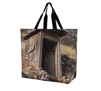 YKLBV Grand sac fourre-tout avec poignées, motif hibou mignon, pliable, lavable, très résistant et imperméable, Old Ancient Outhouse, 40x40x16cm