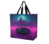 YKLBV Grand sac fourre-tout avec poignées, motif léopard guépard, pliable, lavable, très résistant et imperméable, Photos Retrowave, 40x40x16cm