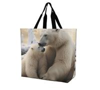 YKLBV Grand sac fourre-tout avec poignées, motif ours polaire amour, pliable, lavable, très résistant et imperméable, Ours polaire Love, 40x40x16cm