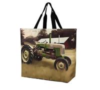 YKLBV Grand sac fourre-tout avec poignées pour motoneige pliable, lavable, très résistant et imperméable, Ancien Tracteur Photo Ferme, 40x40x16cm