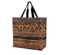 YKLBV Grand sac fourre-tout avec poignées, route de campagne avec ferme et tracteur, pliable, lavable, très résistant et imperméable, Tissu de boue africain tribal, 40x40x16cm