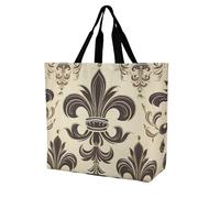 YKLBV Grand sac fourre-tout avec poignées, tête de panda, pliable, lavable, très résistant et imperméable, Chevalier fleur de lys et armoiries, 40x40x16cm