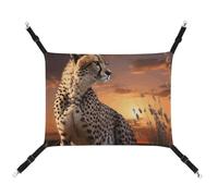 YKLBV Hamac respirant aspect guépard avec imprimé coucher de soleil pour animal domestique - Solution peu encombrante pour chats, chiens et petits animaux de compagnie - Confort n'importe où