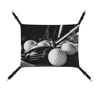 YKLBV Hamac respirant noir et blanc imprimé golf pour animal domestique - Solution peu encombrante pour chats, chiens et petits animaux de compagnie - Confort n'importe où