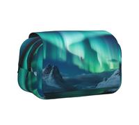 YKLJG Adorable trousse à crayons avec 2 compartiments zippés, grande capacité pour l'école, les voyages et le bureau, Belles lumières du Nord., Taille unique, Cartable