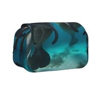 YKLJG Hawaii Beach Hibiscus Print Trousse à crayons avec 2 compartiments à fermeture éclair Grande capacité pour l'école, les voyages et le bureau, Lamanats indiens de l'Ouest, Taille unique, Cartable