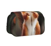 YKLJG Hawaii Beach Hibiscus Print Trousse à crayons avec 2 compartiments à fermeture éclair Grande capacité pour l'école, les voyages et le bureau, Écureuil amusant., Taille unique, Cartable