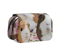 YKLJG I Love Alpagas Trousse à crayons avec 2 compartiments zippés, grande capacité pour l'école, les voyages et le bureau, Cochons d'Inde et cupcakes, Taille unique, Cartable