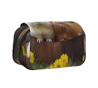 YKLJG I Love Alpagas Trousse à crayons avec 2 compartiments zippés, grande capacité pour l'école, les voyages et le bureau, Cochons d'Inde., Taille unique, Cartable