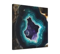 YKLJG Impression sur toile d'agate bleu sarcelle 40 x 40 cm encadrée en bois Œuvre d'art pour chambre à coucher, cuisine, bureau