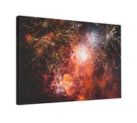 YKLJG Impression sur toile de feu d'artifice 45 x 30 cm encadrée en bois pour chambre à coucher, cuisine, bureau