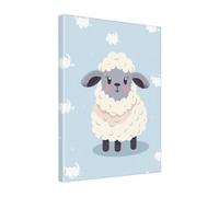 YKLJG Impression sur toile de mouton mignon de dessin animé 40 x 50 cm encadrée en bois pour chambre à coucher, cuisine, bureau