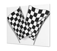 YKLJG Impression sur toile encadrée de drapeaux à damiers - 60 x 50 cm - Décoration murale pour chambre à coucher, cuisine, bureau