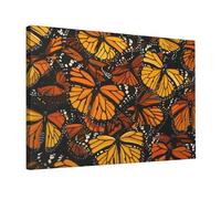 YKLJG Impression sur toile encadrée de papillons monarques oranges - 45 x 30 cm - Œuvre d'art pour chambre à coucher, cuisine, bureau