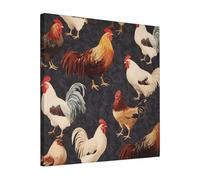 YKLJG Impression sur toile encadrée en bois de coq français - 40 x 40 cm - Œuvre d'art pour chambre à coucher, cuisine, bureau