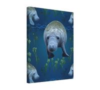 YKLJG Impression sur toile imprimée d'animaux de dessin animé 40 x 50 cm encadrée en bois pour chambre à coucher, cuisine, bureau