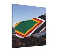 YKLJG Impression sur toile imprimée drapeau de l'Afrique du Sud - 40 x 40 cm - Peinture encadrée en bois - Œuvre d'art pour chambre à coucher, cuisine, bureau