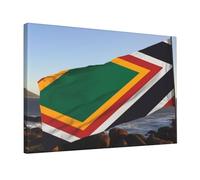 YKLJG Impression sur toile imprimée drapeau de l'Afrique du Sud - 45 x 30 cm - Peinture encadrée en bois - Œuvre d'art pour chambre à coucher, cuisine, bureau