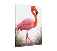 YKLJG Impression sur toile imprimée flamant rose de dessin animé 40 x 50 cm encadrée en bois Œuvre d'art pour chambre à coucher, cuisine, bureau