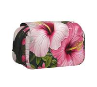 YKLJG Island of Cuba Trousse à crayons avec 2 compartiments zippés, grande capacité pour l'école, les voyages et le bureau, Fleurs d'hibiscus, Taille unique, Cartable