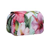 YKLJG Island of Cuba Trousse à crayons avec 2 compartiments zippés, grande capacité pour l'école, les voyages et le bureau, Imprimé fleurs hawaïennes, Taille unique, Cartable