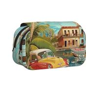 YKLJG Island of Cuba Trousse à crayons avec 2 compartiments zippés, grande capacité pour l'école, les voyages et le bureau, Île de Cuba, Taille unique, Cartable