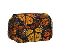 YKLJG Island of Cuba Trousse à crayons avec 2 compartiments zippés, grande capacité pour l'école, les voyages et le bureau, Papillons monarques oranges., Taille unique, Cartable