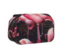 YKLJG Jolie trousse à crayons à rabat avec 2 compartiments à fermeture éclair, grande capacité pour l'école, les voyages et le bureau, flamant rose, Taille unique, Cartable