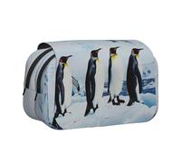 YKLJG Jolie trousse à crayons à rabat avec 2 compartiments à fermeture éclair, grande capacité pour l'école, les voyages et le bureau, Pingouins sur l'Iceberg, Taille unique, Cartable
