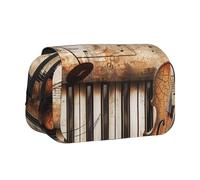 YKLJG Jolie trousse à crayons à rabat avec 2 compartiments à fermeture éclair, grande capacité pour l'école, les voyages et le bureau, Notes de musique pour piano et violon, Taille unique, Cartable