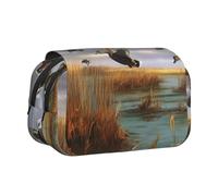 YKLJG Jolie trousse à crayons avec 2 compartiments zippés, grande capacité pour l'école, les voyages et le bureau, Chasse Canards sauvages volants 8, Taille unique, Cartable