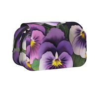 YKLJG Jolie trousse à crayons avec 2 compartiments zippés, grande capacité pour l'école, les voyages et le bureau, Fleurs de pensées, Taille unique, Cartable