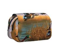 YKLJG Jolie trousse à crayons avec 2 compartiments zippés, grande capacité pour l'école, les voyages et le bureau, Chasse Canards sauvages volants 7, Taille unique, Cartable