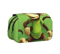 YKLJG Jolie trousse à crayons avec 2 compartiments zippés, grande capacité pour l'école, les voyages et le bureau, Singe vert, Taille unique, Cartable