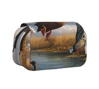 YKLJG Jolie trousse à crayons avec 2 compartiments zippés, grande capacité pour l'école, les voyages et le bureau, Chasse canards sauvages volants au bord du lac, Taille unique, Cartable
