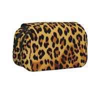 YKLJG Jolie trousse à crayons avec 2 compartiments zippés, grande capacité pour l'école, les voyages et le bureau, Motif léopard, Taille unique, Cartable