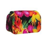 YKLJG Jolie trousse à crayons avec 2 compartiments zippés, grande capacité pour l'école, les voyages et le bureau, Fleur hawaïenne colorée., Taille unique, Cartable