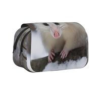 YKLJG Jolie trousse à crayons avec 2 compartiments zippés, grande capacité pour l'école, les voyages et le bureau, Opossum in Snow, Taille unique, Cartable