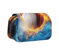 YKLJG Jolie trousse à crayons avec 2 compartiments zippés, grande capacité pour l'école, les voyages et le bureau, Volleyball Ice and Fire, Taille unique, Cartable