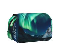 YKLJG Jolie trousse à crayons avec 2 compartiments zippés, grande capacité pour l'école, les voyages et le bureau, Northern Lights, Taille unique, Cartable