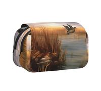 YKLJG Jolie trousse à crayons avec 2 compartiments zippés, grande capacité pour l'école, les voyages et le bureau, Canards sauvages volants de chasse 6, Taille unique, Cartable