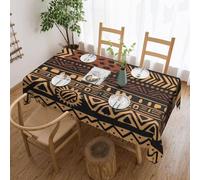 YKLJG Nappe rectangulaire imprimée tribal africaine, 183 x 137 cm, tissu imperméable, nappe décorative avec bord en dentelle pour salle à manger, fête, buffet, mariage