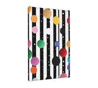 YKLJG Peinture sur toile imprimée à paillettes arc-en-ciel à pois noirs et blancs - 20 x 30 cm - Cadre en bois - Œuvre d'art pour décoration de chambre à coucher, cuisine, bureau