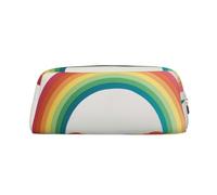 YKLJG Petite trousse à crayons en cuir imprimé arc-en-ciel avec fermeture éclair dorée, pochette élégante en PVC pour l'école, le bureau ou les voyages, doré, One Size, Trousse de maquillage