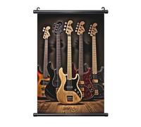 YKLJG Poster imprimé guitare basse instruments de musique 50 x 75 cm Bannière murale Cadre PVC Œuvre d'art à suspendre pour salon, bureau, chambre à coucher