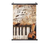 YKLJG Poster imprimé notes de musique piano violon 40 x 60 cm Bannière d'art murale Cadre PVC Œuvre d'art à suspendre pour salon, bureau, chambre à coucher
