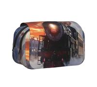 YKLJG Trousse à crayons à rabat avec 2 compartiments à fermeture éclair, grande capacité pour l'école, les voyages et le bureau, Train à vapeur Depart Sunset, Taille unique, Cartable